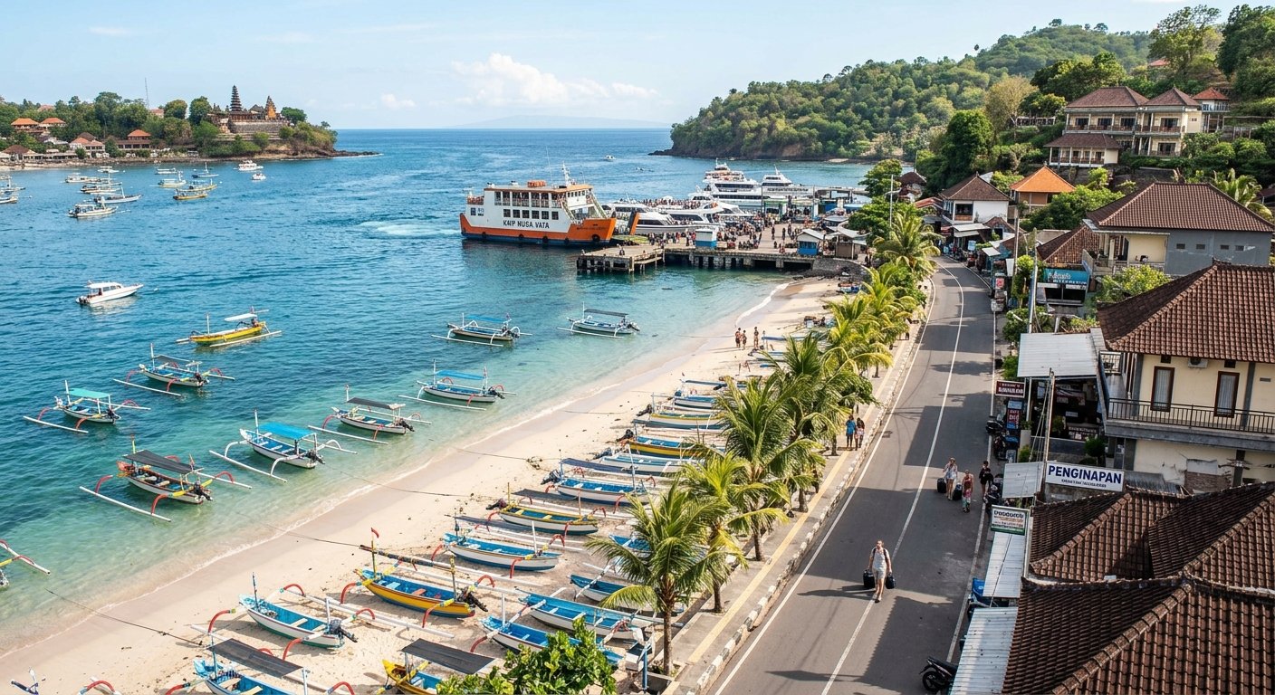 Bali blue ocean near harbour
