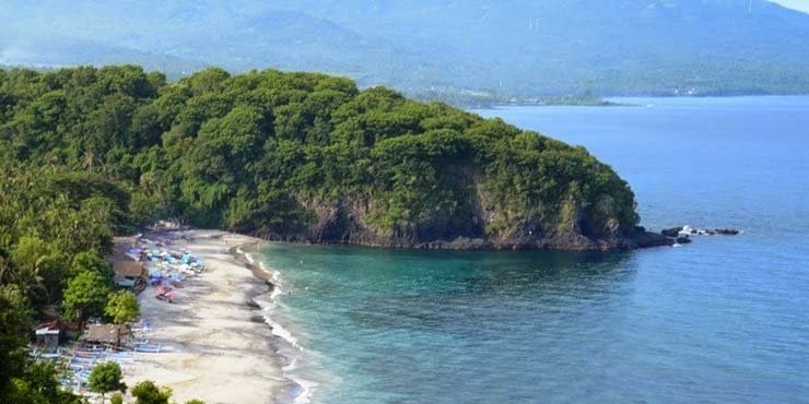 Candidasa beach coastline in East Bali